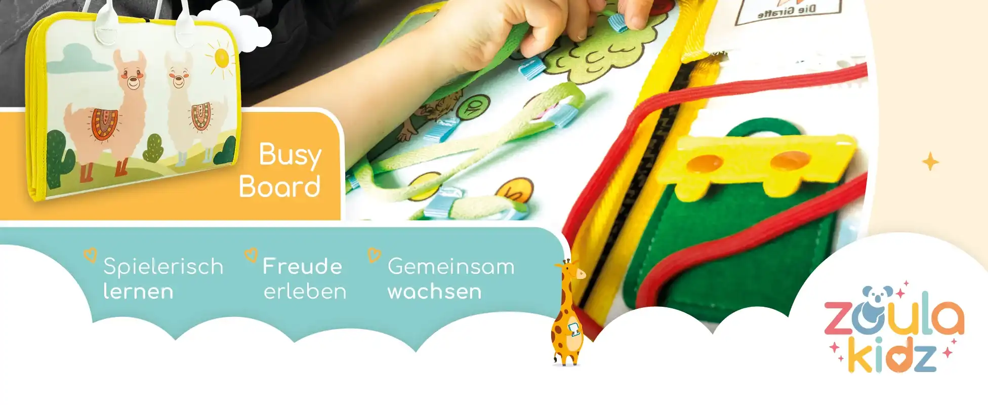 Alpaka Busy Board - 3in1: Entwicklung, Unterhaltung & Bindung