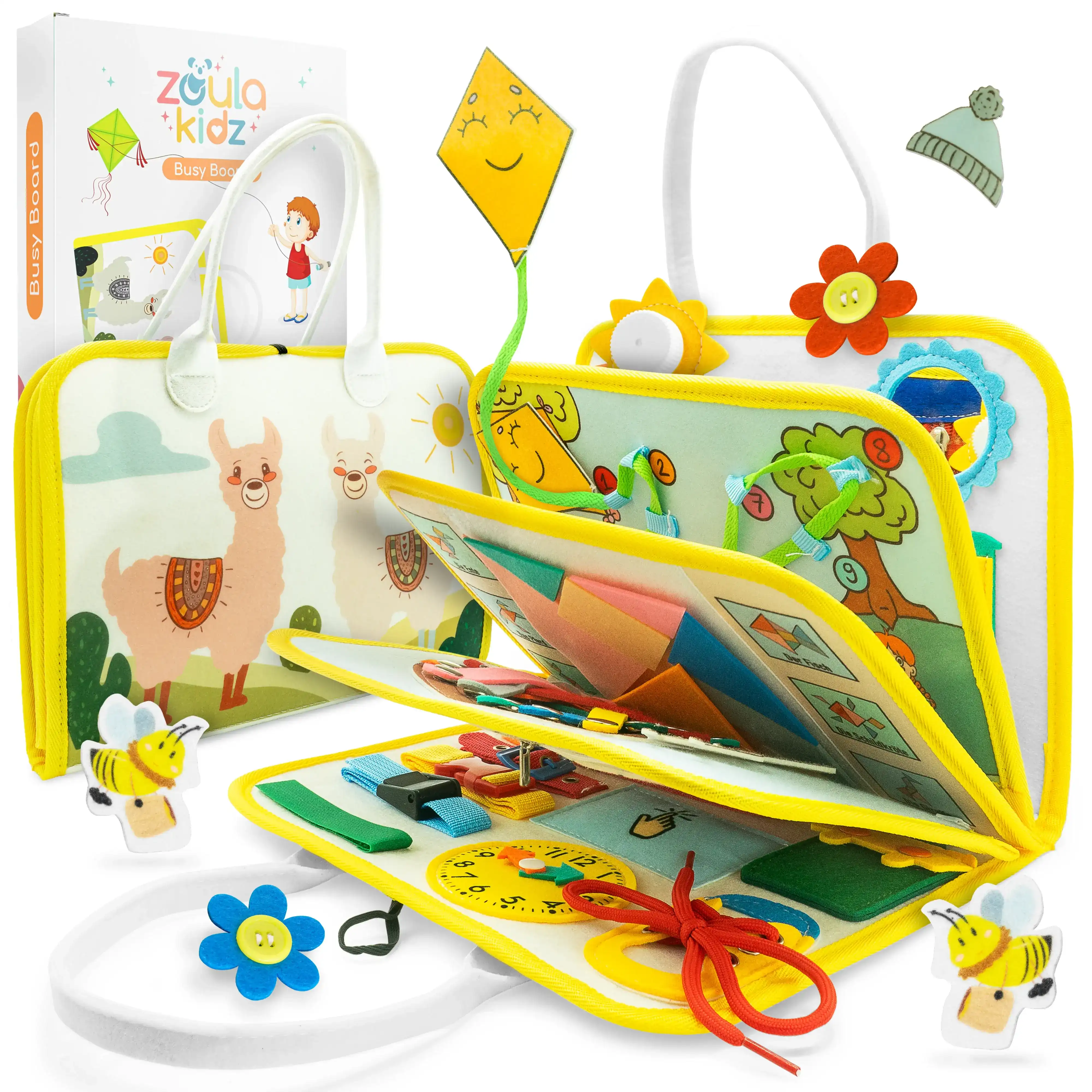 Busy Board Alpaka - Montessori Lernspielzeug für Kinder ab 3 Jahren
