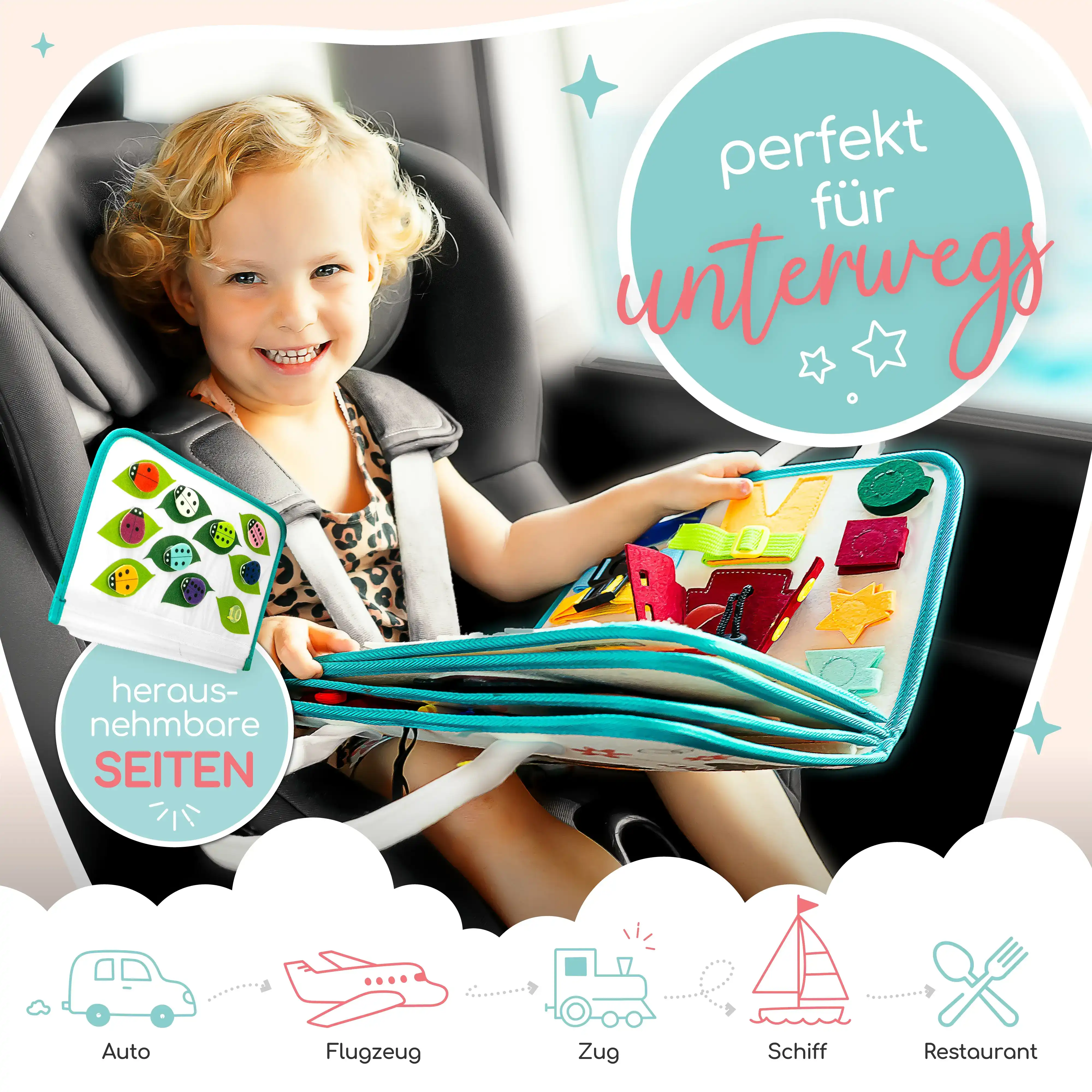 Perfekt für unterwegs - Busy Board im Auto