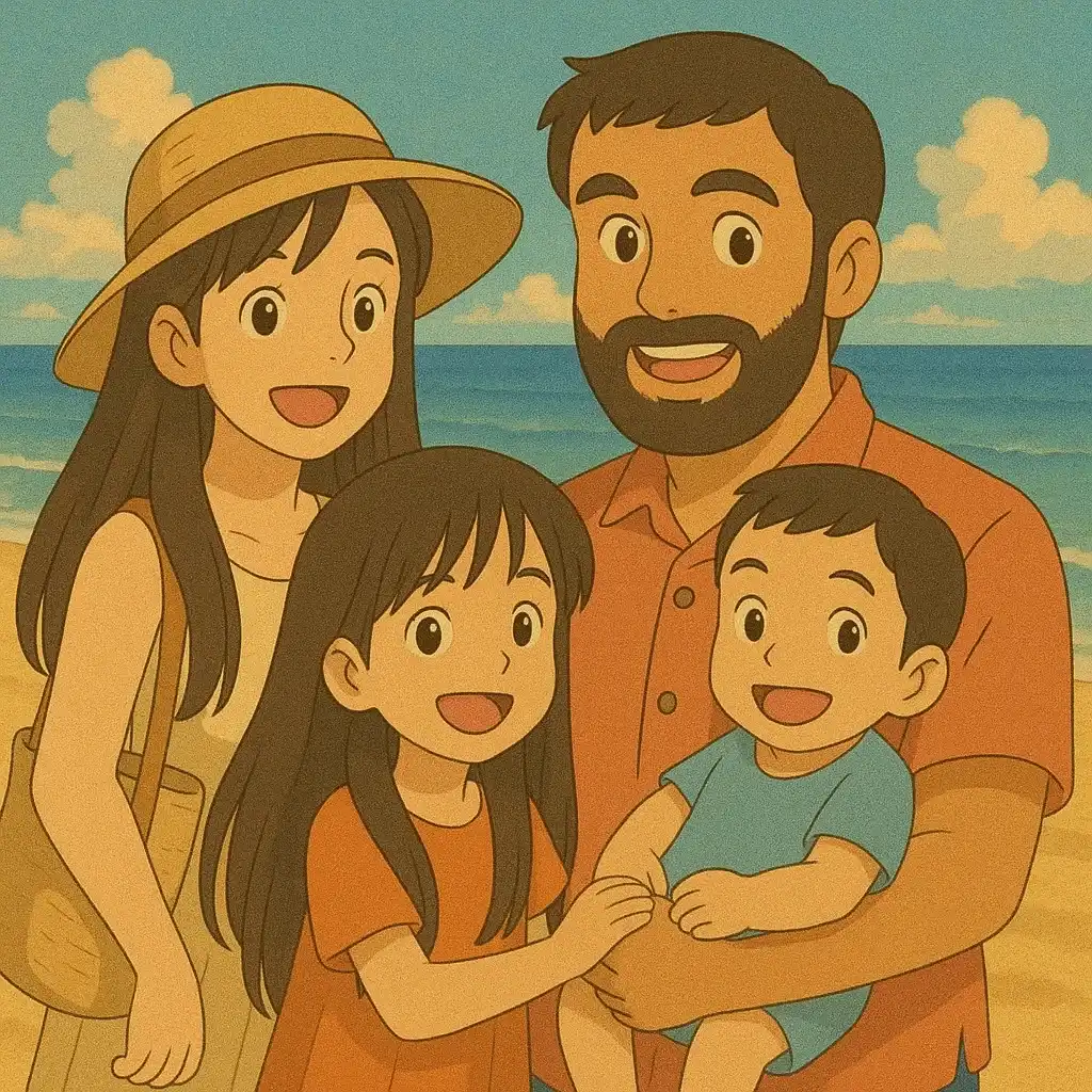 Familie am Strand Illustration