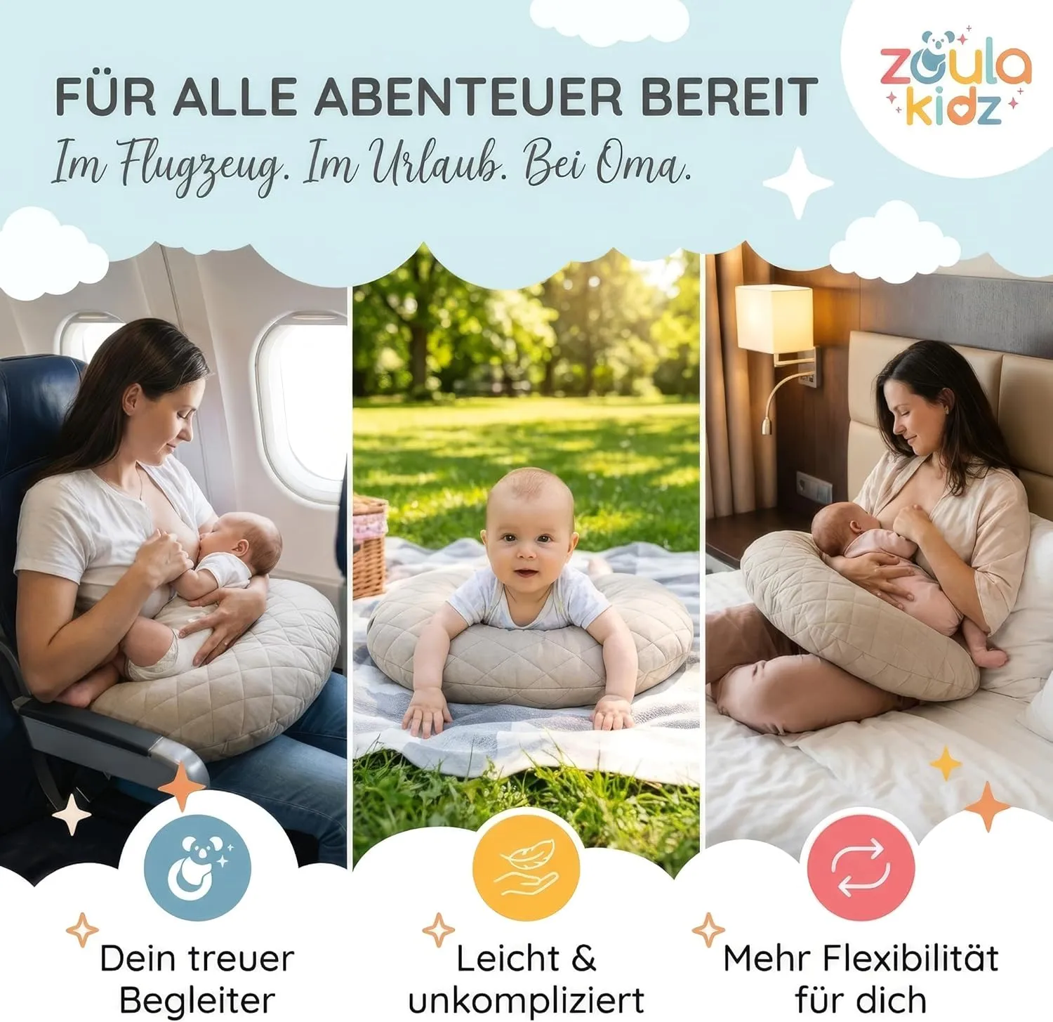 Für alle Abenteuer bereit – im Flugzeug, im Urlaub und bei Oma